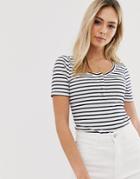 Brave Soul Tianna Top In Stripe With Poppers - Red