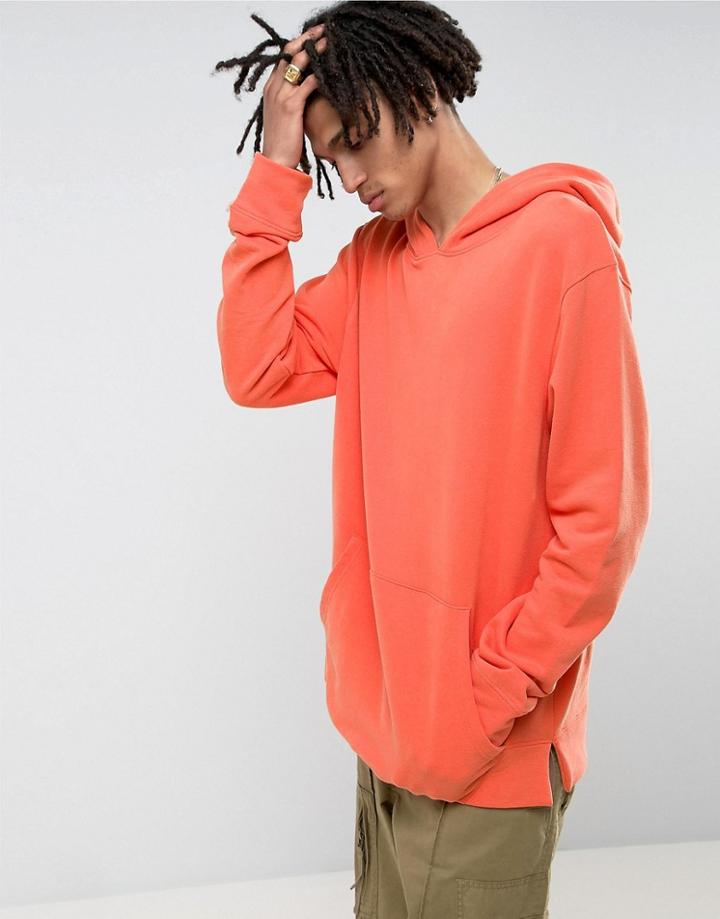 Mennace Oversized Hoodie In Dark Orange - Red