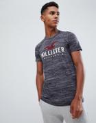 Hollister Muscle Fit T-shirt Tech Logo In Black Marl - Black