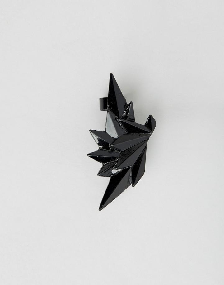 Asos Spiked Ear Cuff In Matt Black - Black