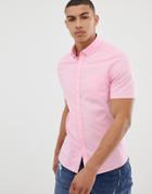 Asos Design Casual Skinny Oxford Shirt In Pink - Pink