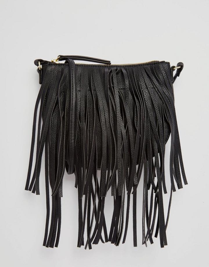 Monki Fringe Across The Body Bag - Black