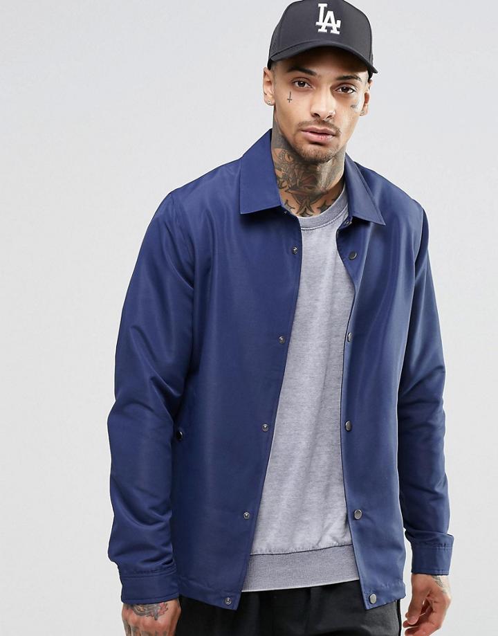 Asos Coach Jacket In Navy - Navy