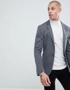 Asos Design Super Skinny Blazer In Charcoal Jersey - Gray
