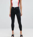 Asos Petite Ridley High Waist Skinny Jeans In Washed Black - Black