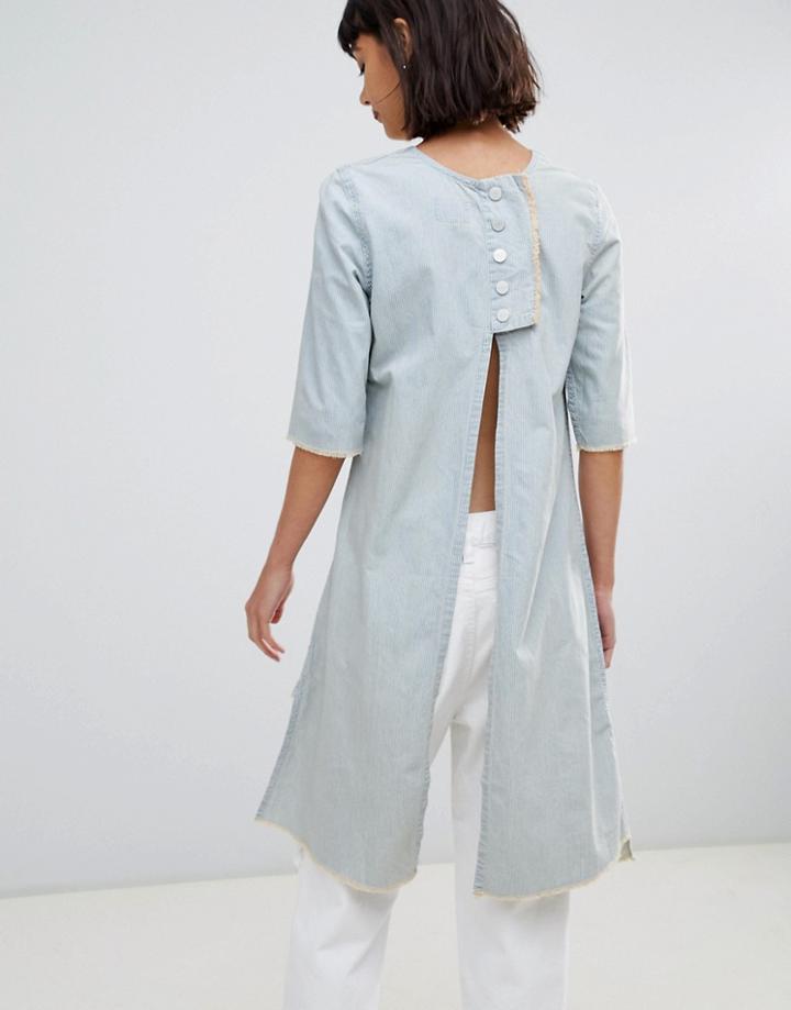 Waven Dita Open Back Asymmetric Hem Dress - Blue