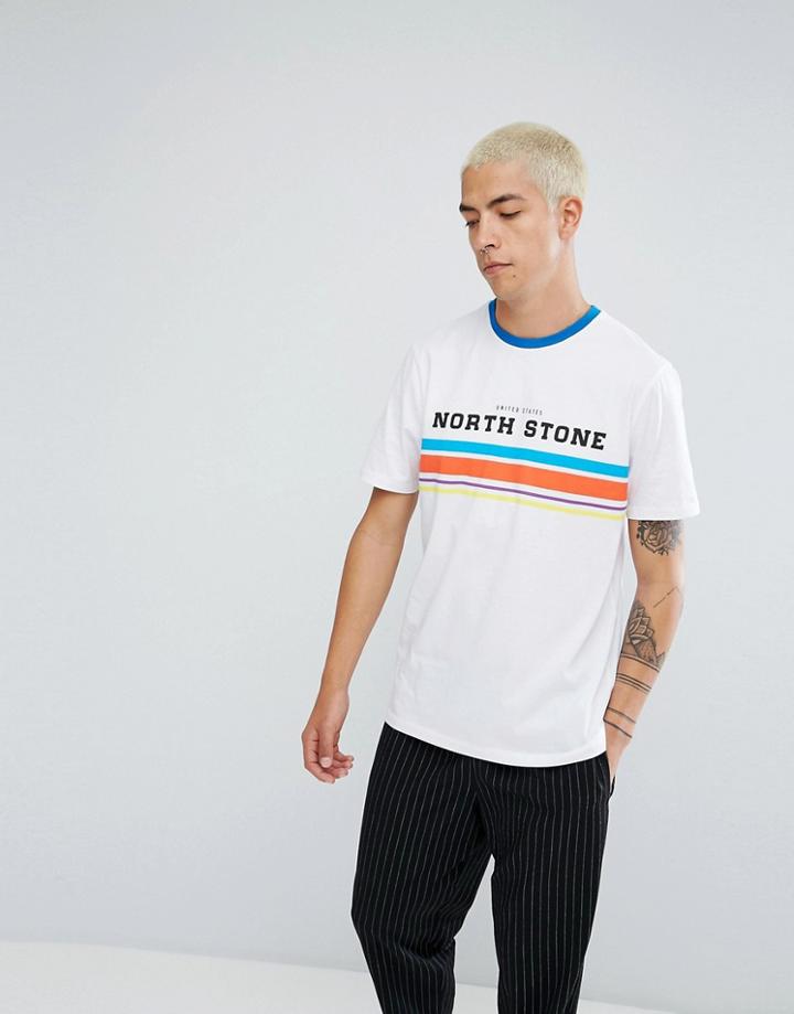 Asos Relaxed T-shirt With Retro Print And Contrast Ringer - White