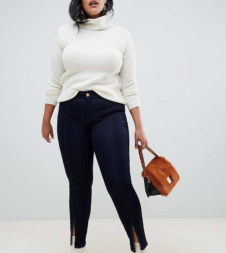 Junarose Split Ankle Skinny Jeans - Navy