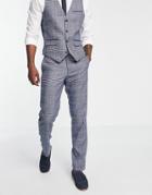 Harry Brown Checked Slim Fit Suit Pants-navy