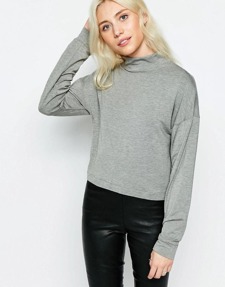 Neon Rose Box Crop Top - Gray Marl