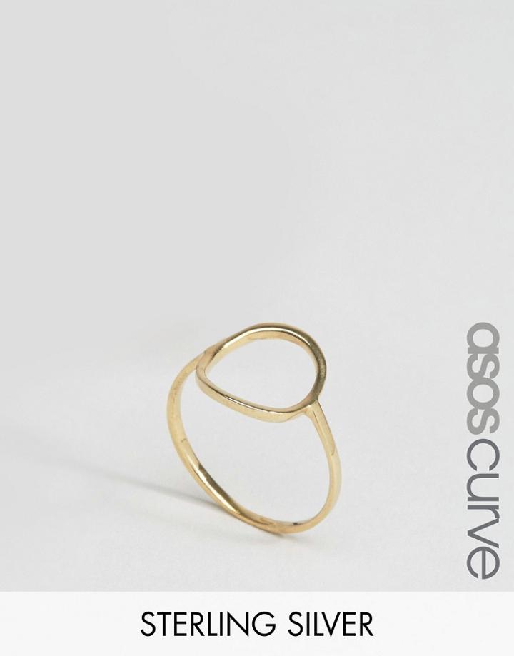 Asos Curve Gold Plated Sterling Silver Open Circle Ring - Gold