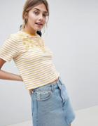 Miss Selfridge Striped Broderie T Shirt - Multi