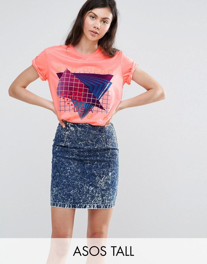 Asos Tall T-shirt With Ultimate 80s Motif - Pink