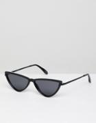 Asos Design Plastic Butterfly Diamond Sunglasses - Black