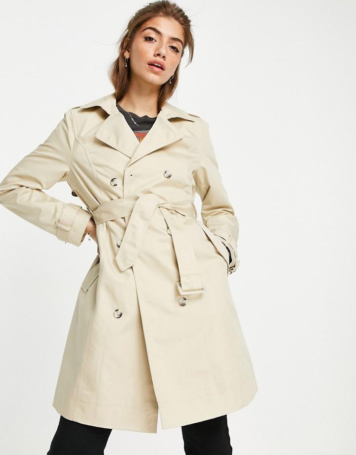 Miss Selfridge Trench Coat In Stone-neutral