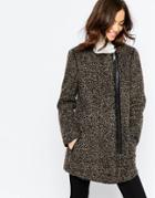 Only Reversible Suedette And Fleece Lined Coat - Dark Gray Melange