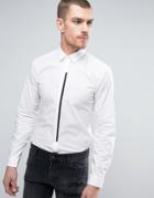 Hugo By Hugo Boss Emac Shirt Contrast Placket Slim Fit In White - White