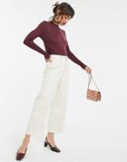 Vero Moda High Neck Long Sleeved Top In Burgundy