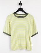 Rvca No Regard Oversized T Shirt In Yellow Stripe-multi
