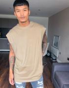 Asos Design Organic Oversized Tank Top In Beige-neutral