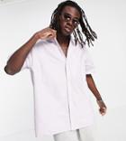 Reclaimed Vintage Inspired Oversized Short Sleeve Oxford Shirt In Lilac-purple