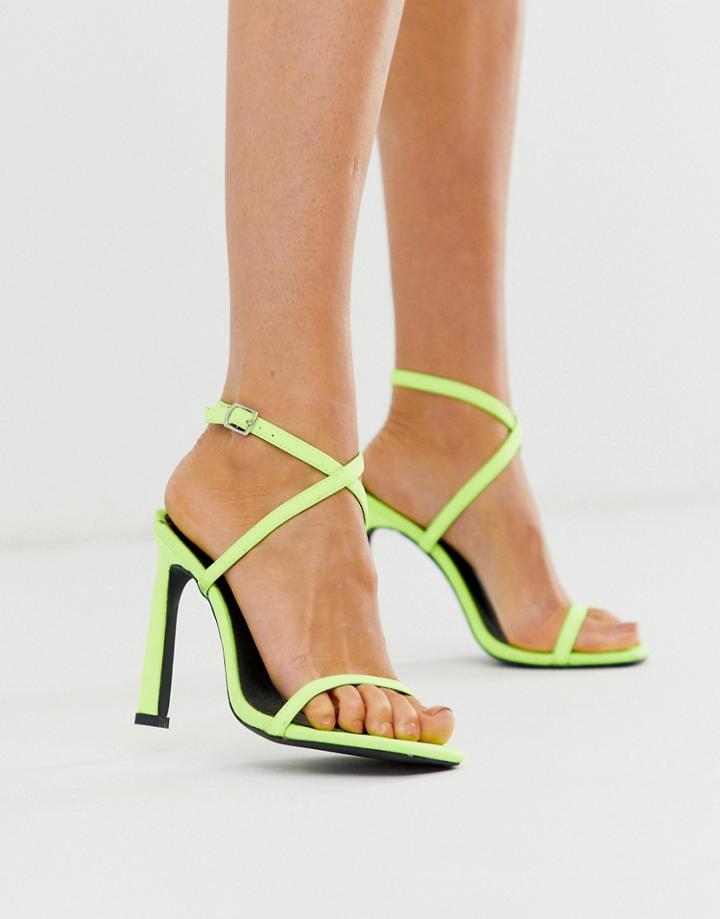 London Rebel Strappy Heeled Sandals In Neon-orange