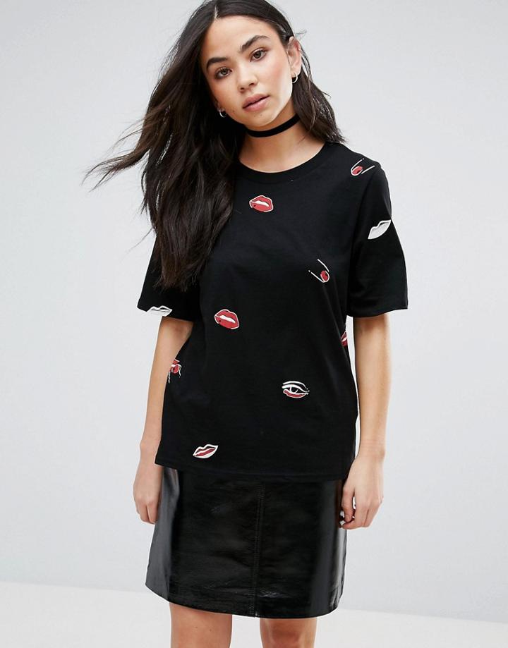 Cheap Monday Makeup Print Breeze Tee - Black