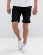 Mango Man Denim Shorts In Black - Black