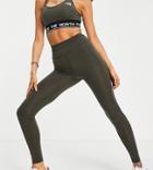 The North Face High Waisted Leggings In Khaki Exclusive At Asos-green
