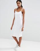 Asos Cami Dress With Button Front In Rib - White