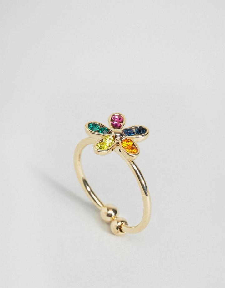 Limited Edition Rainbow Flower Ring - Gold