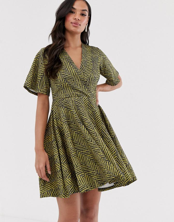 Closet Wrap Over Skirt Dress - Yellow