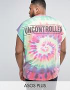 Asos Plus Extreme Oversized T-shirt With Tie Dye & Uncontrolled Back Print - Multi