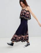 Brave Soul Kaylee Maxi Dress With Tassel Trim - Navy