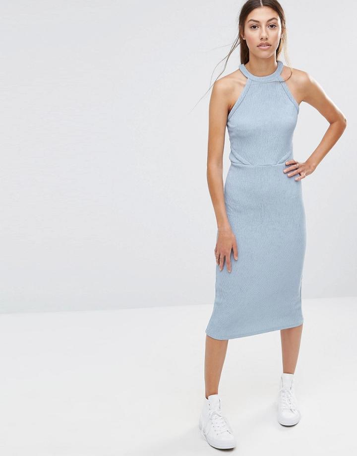 Vero Moda Halter Bodycon Dress - Blue