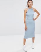 Vero Moda Halter Bodycon Dress - Blue