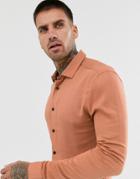 Asos Design Muscle Viscose Shirt In Light Rust-brown