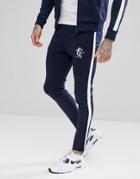 Gym King Skinny Joggers In Navy With White Stripe - Navy