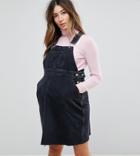 Asos Maternity Denim Overall Dress In Washed Black - Black