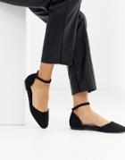 Asos Design Lint Ballet Flats In Black