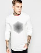 Asos Longline Long Sleeve T-shirts With Geo Print - Off White