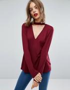 Asos Top With Choker Detail - Red