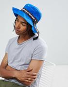 Asos Design Bucket Hat In Cobalt Blue With Taping Detail - Blue