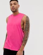 Asos Design Organic Relaxed Sleeveless T-shirt With Dropped Armhole In Pink