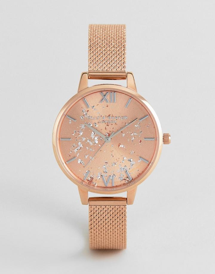 Olivia Burton Ob16gd12 Celestial Mesh Boucle Watch In Rose Gold - Multi