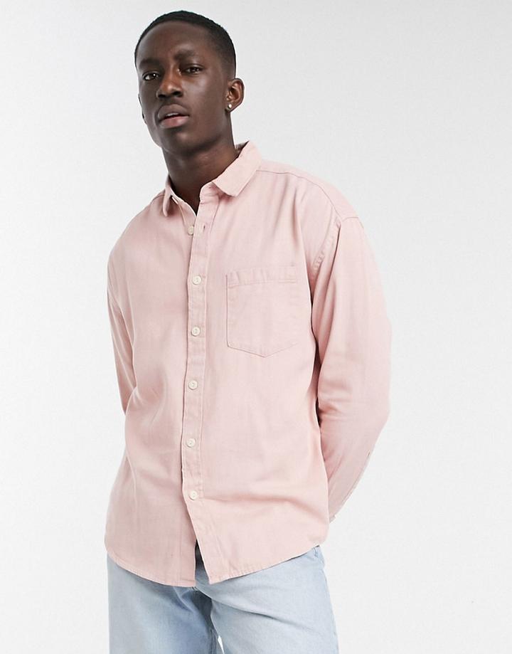 Asos Design 90s Oversized Organic Denim Shirt In Pink