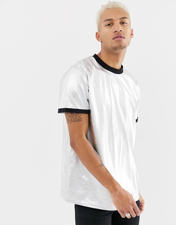 Night Addict Oversized Metallic T-shirt - Silver