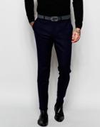 Asos Skinny Pants In 100% Wool - Navy