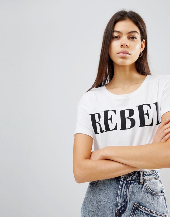 Noisy May Rebel Jersey Tee - White