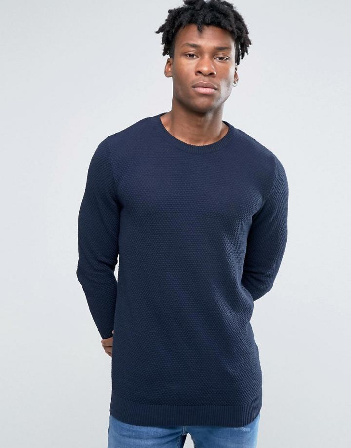 Pull & Bear Crew Neck Sweater In Navy - Navy